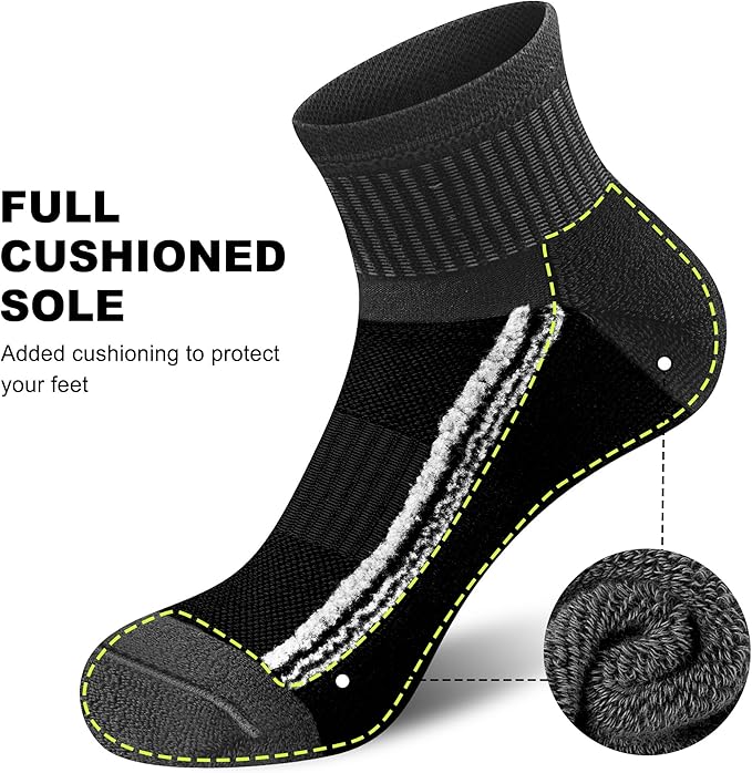 Gonii men ankle socks for men athletic running Cushion Quarter Socks 5 Pairs