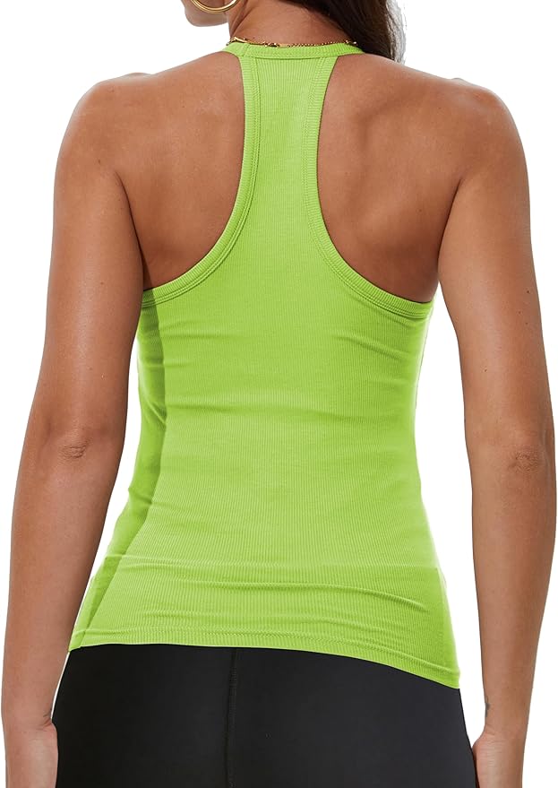 iGENJUN Workout Tops for Women Racerback Basic Tank Summer 2025 Camisole V Neck Slim Fit Ribbed Sleeveless