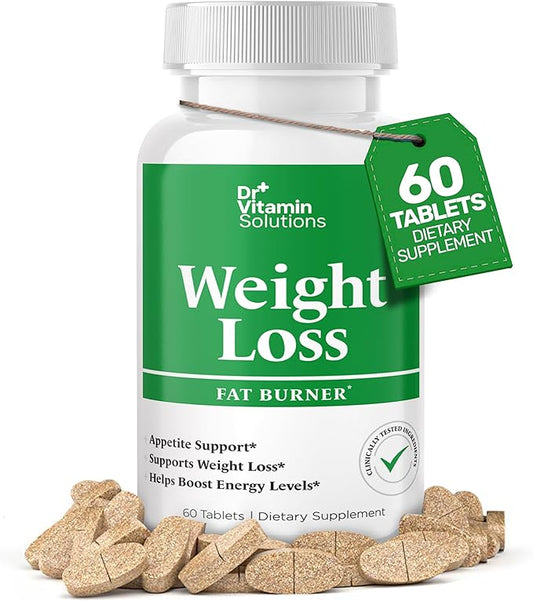DR VITAMIN SOLUTIONS Fat Burner for Women & Men - Weight Loss Supplements with Green Tea Extract, Chromium, Vitamin B6 - Energy Booster, Belly Fat Burner & Appetite Suppressant Diet Pills - 60 Tablets