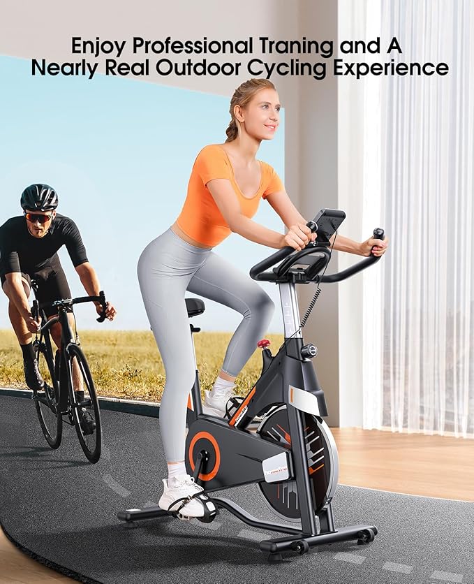 Stationary Exercise Bikes,Magnetic Resistance,Quiet Belt Drive Indoor Stable Cycling Bike 330LBs for Home, Monitor & Phone Mount & Comfortable Seat