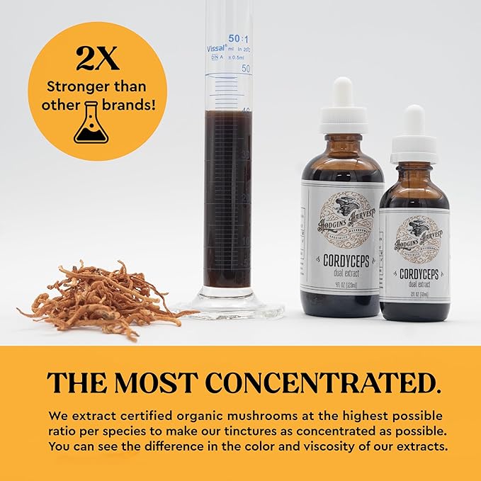 Hodgins Harvest Organic Cordyceps Tincture | Made with Mushrooms Grown On Our Farm in The USA | Dual Extract | Extra-Concentrated (4 fl oz)