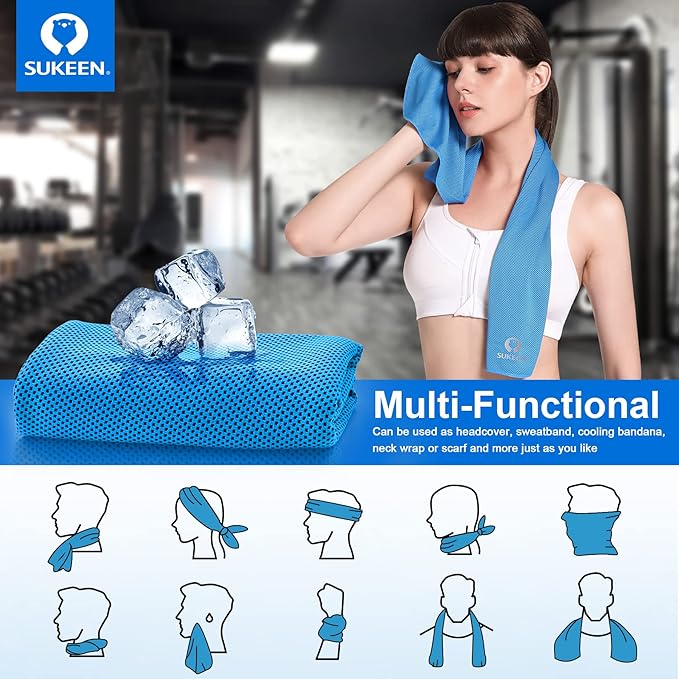 Sukeen Cooling Towel,Instant Evaporative Cooling for Sports,Yoga,Golf,Gym,Neck,Workout and More(40”x 12”)