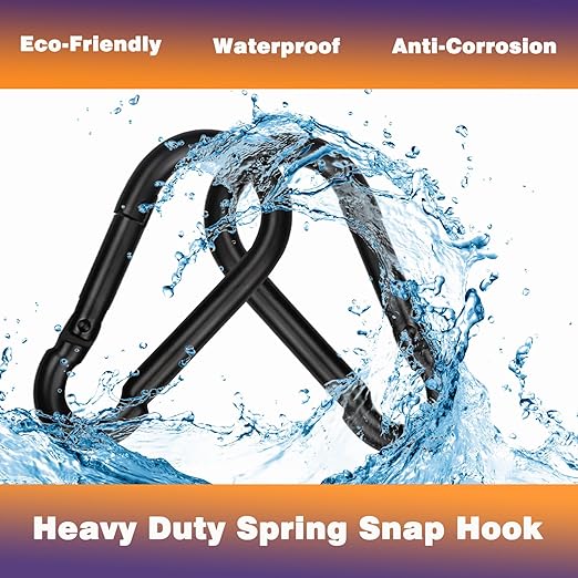100PCS Black Carabiner Clip, M5 2Inch Spring Snap Hook Quick Link Small Carabiner Clips, 3/16'' Spring Carabiner Link Buckle for Fishing Camping Hammock Dog Leashes-220LBS Holding Capacity