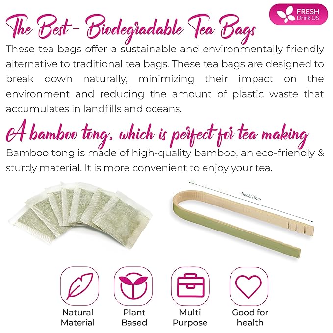 FreshDrinkUS, Premium 55 Marshmallow Root and Leaf Tea Bags, 100% Natural & Pure. Loose Leaf Marshmallow Herbal Tea. Made with Eco-Conscious Tea Bags. No Sugar, No Caffeine, No Gluten, Vegan.