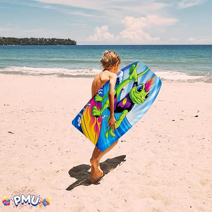 PMU 33 Inch Lizard Printed Bodyboard - Lightweight Wrist Leash Body Board for Beach, Sea & Pool - Surfing Board for Teens & Adults Wave Conditions