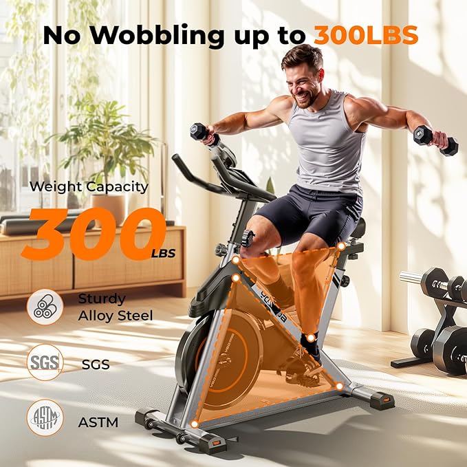 YOSUDA Exercise Bike, Brake Pad Stationary Bike for Home with Exclusive App, Magnetic Indoor Cycling Bike with 300 lb Weight Capacity, Low Noise, Tablet Holder and Fitness Courses for Weight Loss