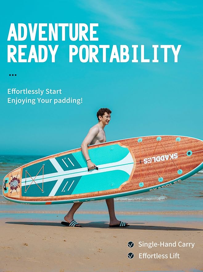 11' Inflatable Stand Up Paddle Board – Extra Wide SUP for Adults & Kids of All Skill Levels, Stable Paddleboard with Pump, Fins, Backpack, Accessories & Waterproof Phone Pouch