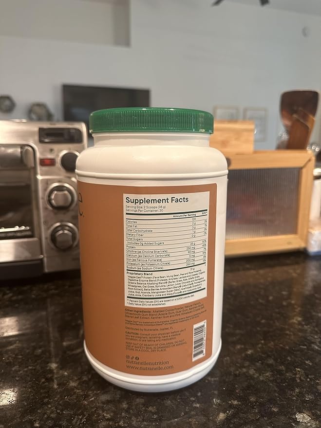 Nutranelle - Plant Based Protein Powder - 25 g Vegan Protein Powder with 30 Servings - Blended Rice & Pea with Superfoods & Amino Acids - Zero Sugar - Chocolate