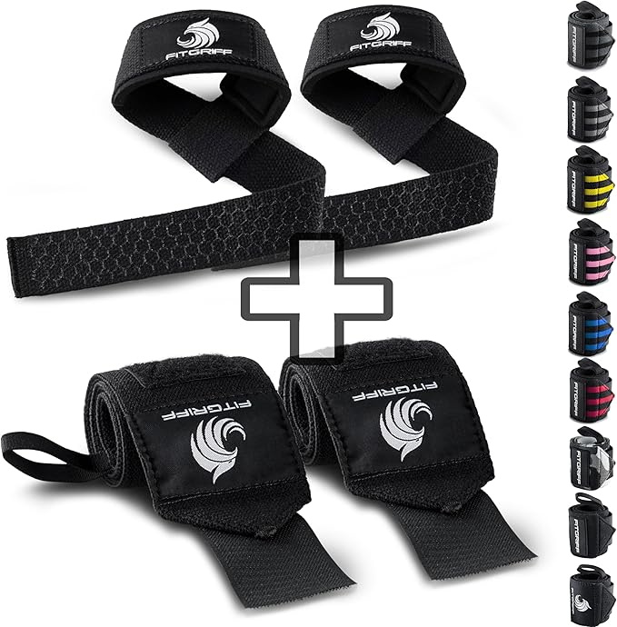 Fitgriff® Lifting Straps & Wrist Wraps (Bundle) Superior Support for Weightlifting & Gym Workouts - for Men and Women