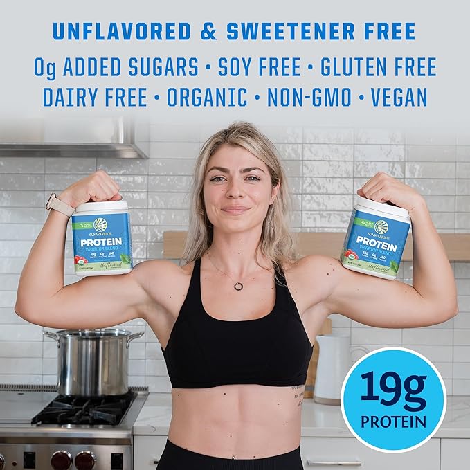Sunwarrior Organic Plant Based Protein Powder | Vegan Organic Protein Powder Unflavored with BCAA Amino Acids & Hemp Seed Pea Blend | Non-GMO Soy Dairy Filler & Gluten Free (Unflavored, 15 Servings)