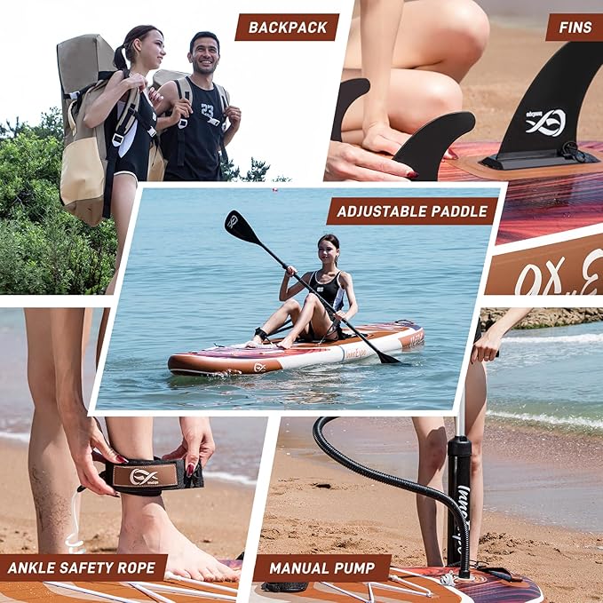 InnoExpo 11' Inflatable Stand Up Paddle Boards with Premium Accessories, Wide Stable SUP Paddle Board Design, Non-Slip Comfort Deck for Youth & Adults
