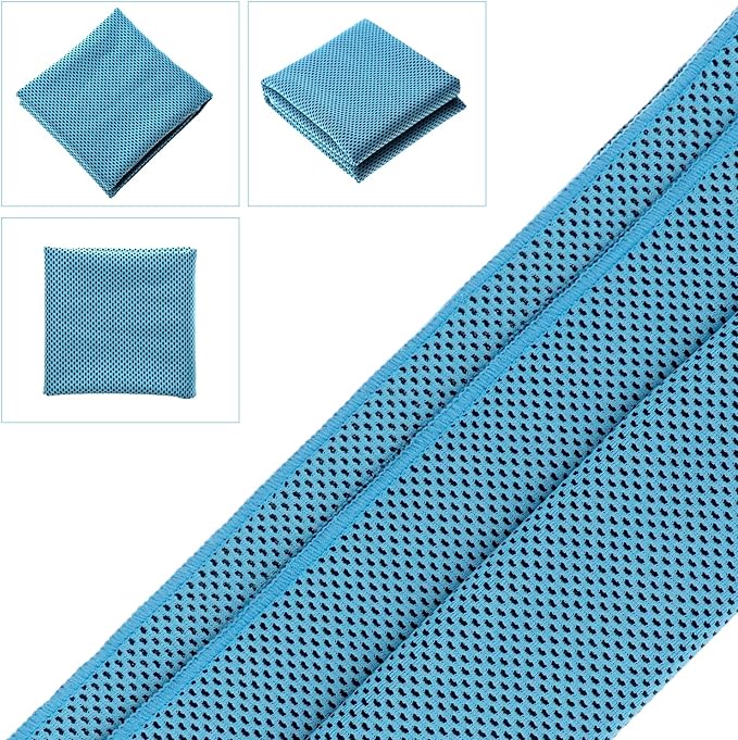 Biange Cooling Towel (Pack of 20, 40"x12") with Pouches for Sports, Workout, Fitness, Gym, Yoga, Golf, Pilates, Travel, Camping & More