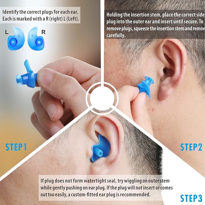 Hearprotek 2 Pairs Swimming Ear Plugs for Kids, Soft Reusable Water earplugs for Kids Swimming Bathing and Other Water Sports