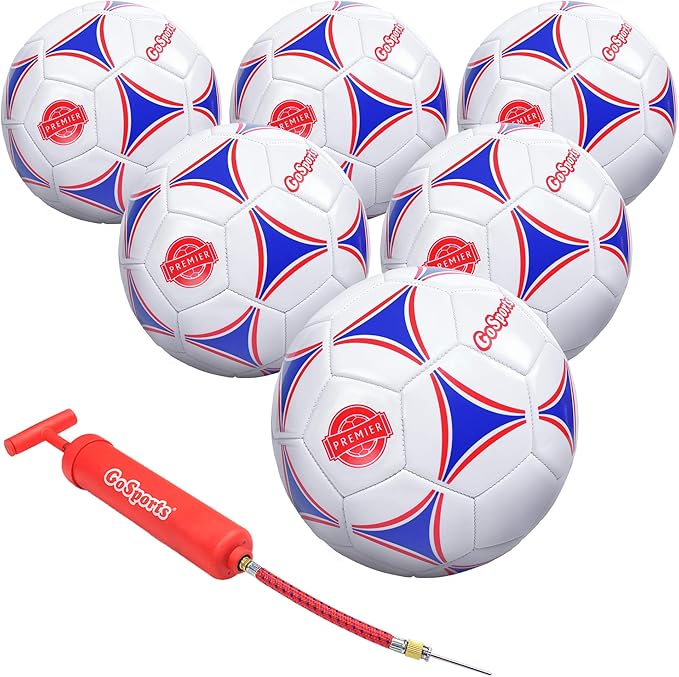 GoSports Premier Soccer Ball with Premium Pump 6 Pack, Size 3