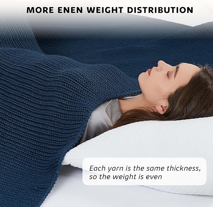 L'AGRATY Knitted Weighted Blanket - 60"x80" 15lbs Cooling Chunky Knit Heavy Blanket for Adults Braided Crochet Throw Thick Cable Yarn Knit Decorative No Beads Evenly Weighted Machine Washable