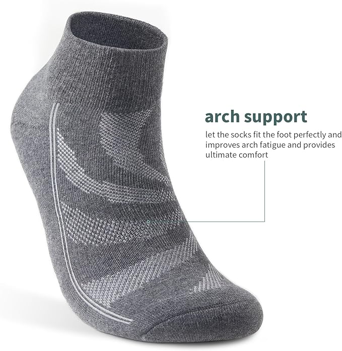 Lapulas 6 Pack Men's Ankle Socks with Cushion, Cotton Quarter Socks for Sport Training Running