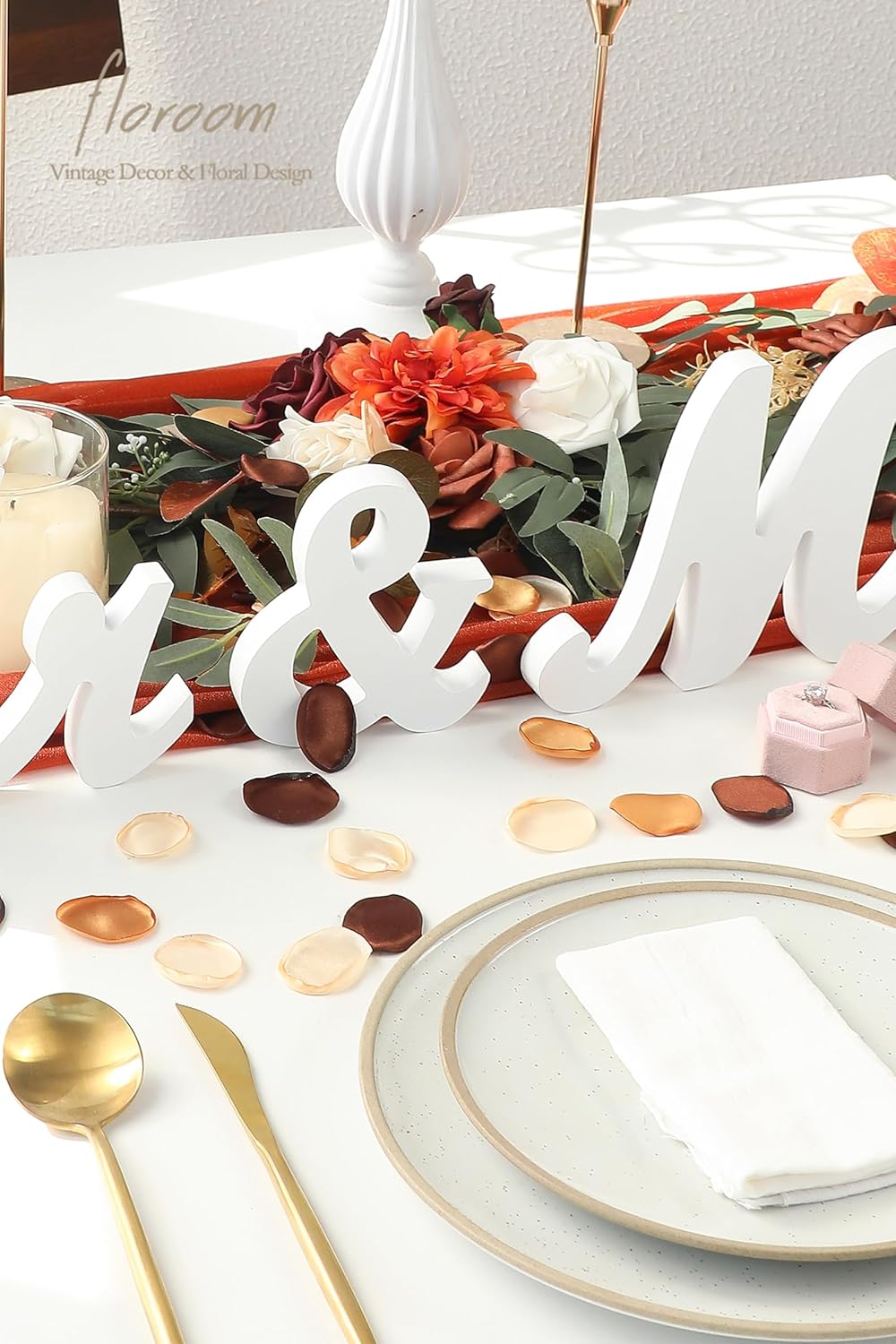 Floroom 300pcs Rose Petals Rust Brown Earth Tones Faux Silk Flower Petals for Wedding Flower Girl Basket Aisle Scatter Dinner Table Centerpieces Party Confetti Bridal Shower Romantic Night Decoration