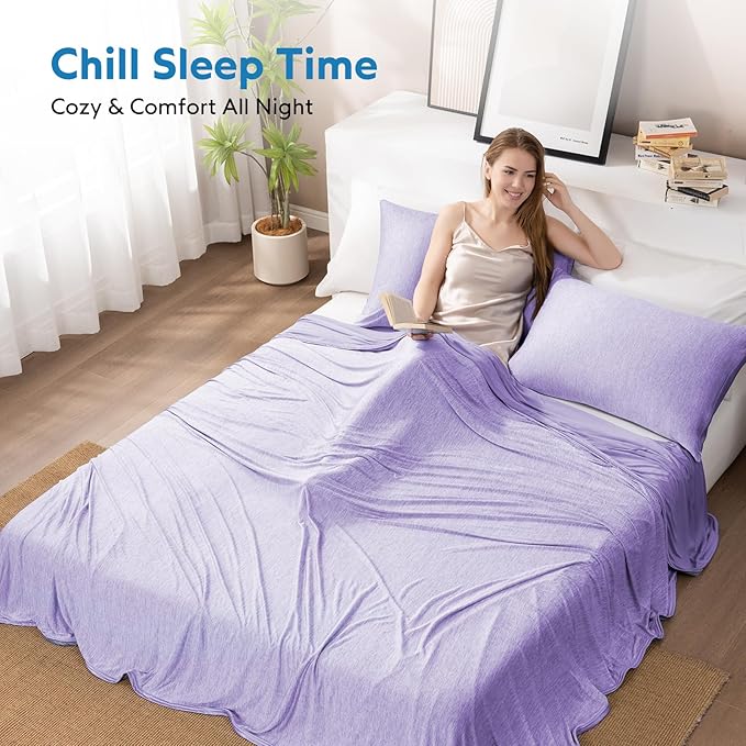 HOMFINE Cooling Blankets for Hot Sleepers - Summer Blanket Thin Lightweight Breathable Soft Double Side Enhanced Cooling for Bed Couch Sofa, Keep Cool for Night Sweats (Purple, 108 x 90 inches)
