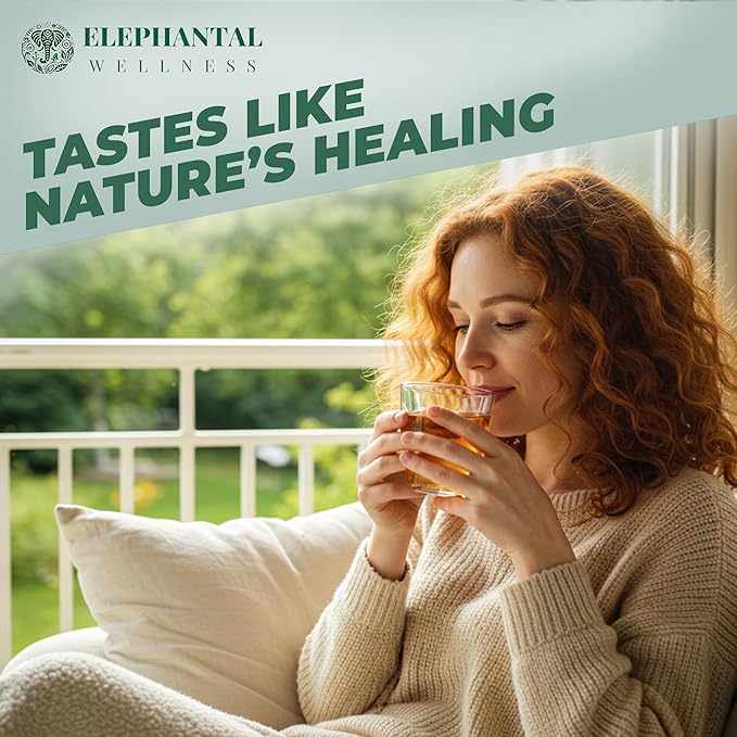 Elephantal Wellness Premium Immuni-Tea | Immune System & Respiratory Support with Reishi, Clove, Echinacea & Elderberry | Handmade, Caffeine-Free, Non-GMO Loose Leaf Blend, 2oz, 20 Servings