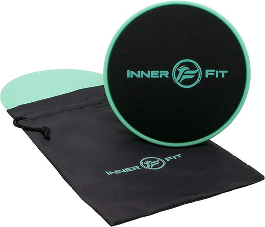 InnerFit Core Sliders for Working Out - Set of 2 Dual Sided Exercise Sliders Fitness Discs - Durable Strength Slides Suitable for Carpets and Hardwood Floors