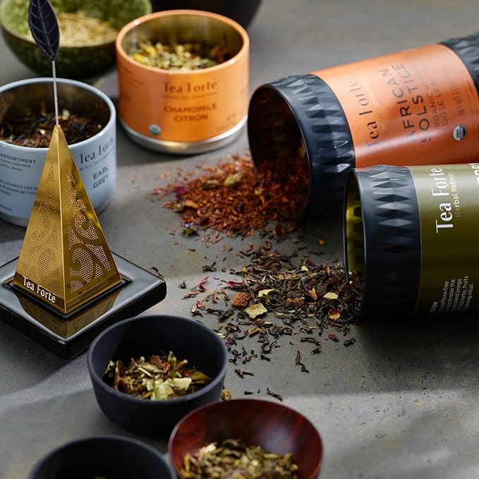 Tea Forte Sweet Orange Spice Premium Organic Loose Leaf Caffeinated Black Tea Blend Canister, Makes 35-50 Cups