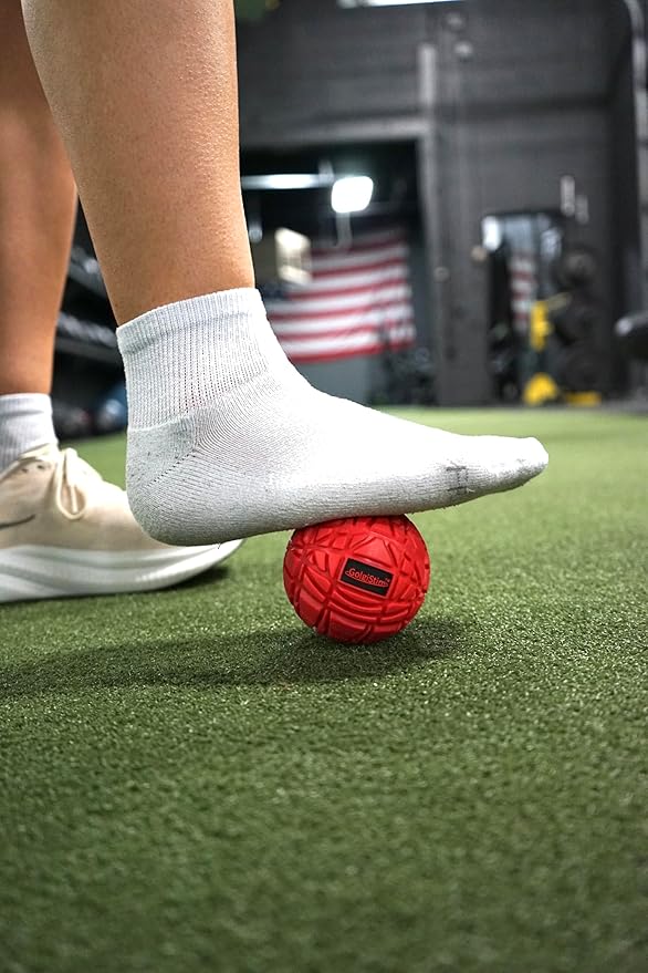 Large Trigger Point Massage Ball - 3.1 Inch Hard Rubber Therapy Ball for Myofascial Massage - Deep Tissue Massager for Myofascial Release and Pressure Point Recovery (Red (Medium))