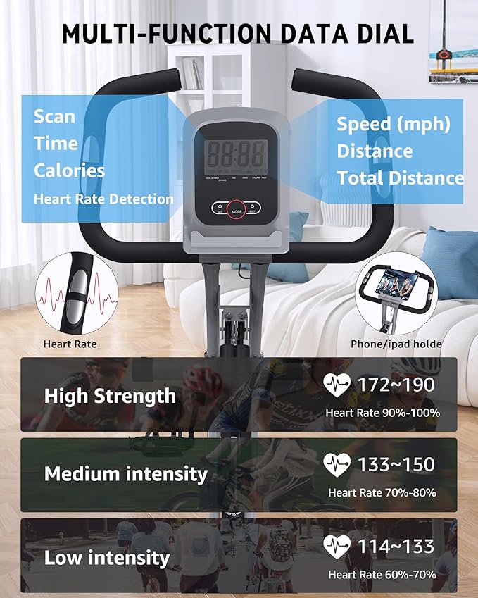 Foldable Exercise Bike Stationary Bikes for Home, 5 IN 1 Indoor Workout Bike, Cycling Bike with 16-Level Quiet Magnetic Resistance, 6.6 LBS Flywheel and 300LBS Capacity, 2025 Designed 817 X-bike