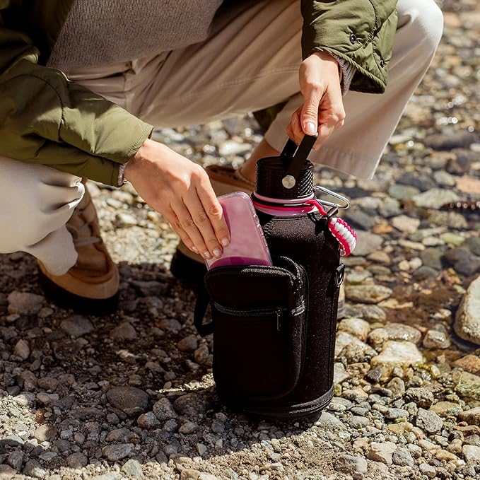 Insulated Water Bottle 64oz,Triple Wall Vacuum Stainless Steel(Dishwasher Safe),Leak Proof & Non-BPA,Flask Jug with Paracord Handle & Straw Spout Lids Sports