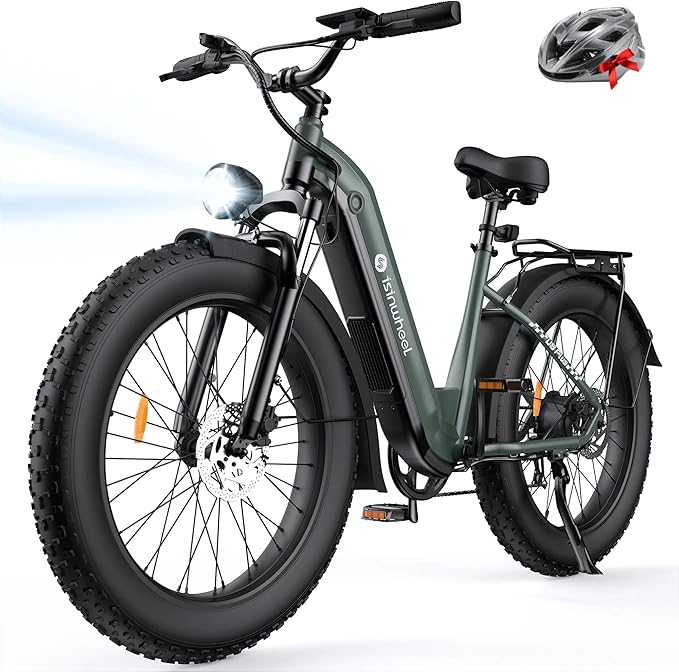 isinwheel U8 Plus Electric Bike for Adults,1500W Peak Motor Hydraulic Brake Ebike,Max 20/28MPH 75-105Miles Electric Bicycle with 13AH/18AH Battery,26" Step-Thru Fat Tire Commuter E Bike for Adults