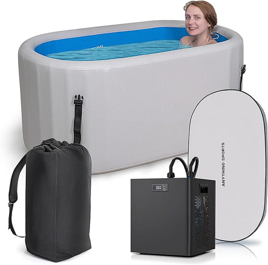 Glacier Ice Bathtub with Chiller. 1 HP Chiller with Tub Included (Gray, 1 HP)