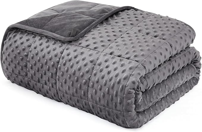 L'AGRATY Weighted Blanket for Adult - 60"x80" 15lbs Minky Dots Heavy Blanket with Glass Beads: Soft Breathable for All-Season Summer Fall Winter Thick Comfort for Sleeping