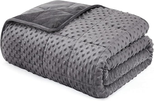 L'AGRATY Weighted Blanket for Adult - 48"x72" 15lbs Minky Dots Heavy Blanket with Glass Beads: Soft Breathable for All-Season Summer Fall Winter Thick Comfort for Sleeping