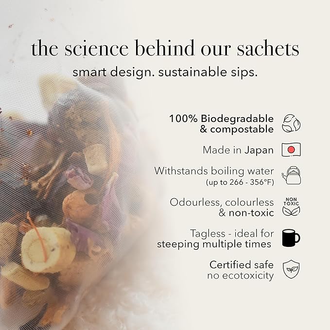 qìsane Organic Hibiscus Tea Bags with Mandarin Peel - Loose Leaf Hibiscus Tea, Organic Licorice Root, Cassia Seeds - Tangy Citrus Flavor to Help Support Strain and Tension - 10 sachets (~30 cups)