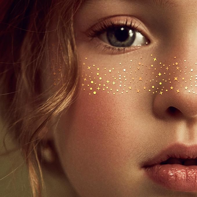 Glitter Freckles Face Tattoo, Glitter Freckles for Face, 10pcs Gold Sparkle Freckles, Face Glitter Makeup Patches