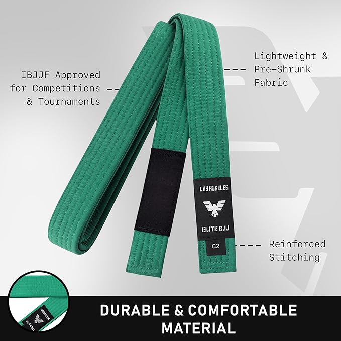 Elite Sports Kids Brazilian Jiu Jitsu Belts Preshurunk Martial Arts Youth BJJ Belts for Girls & Boys with BJJ Ranking Stripes