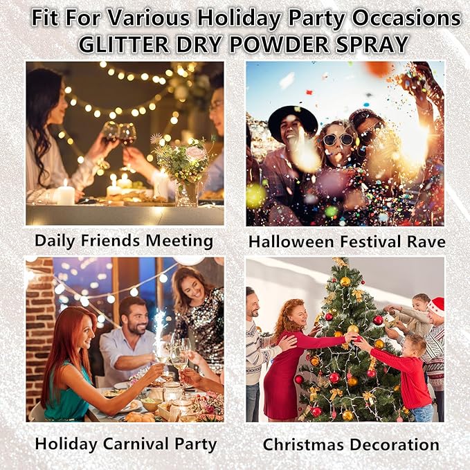 Go Ho Hair and Body Glitter Spray,Bronzer Glitter Spray Dry Powder Makeup for Clothes,Festival Loose Sparkle Powder,Holographic Ultra Fine Resin Glitters for Crafts,10g