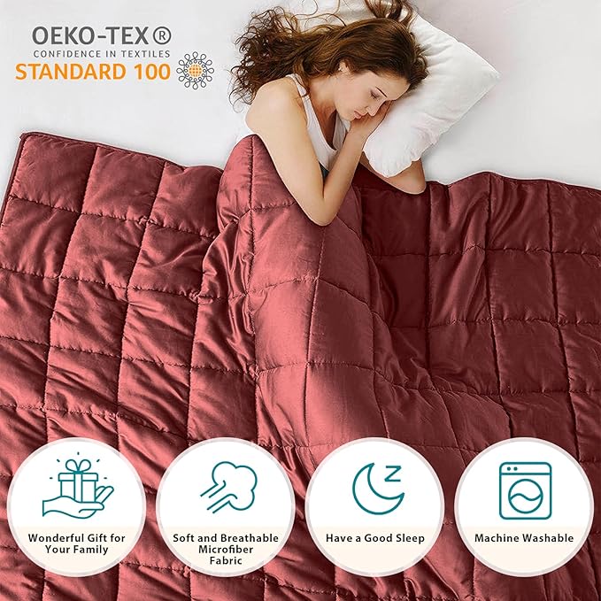 L'AGRATY Weighted Blanket - 60"x80" 20lbs Cooling Breathable Heavy Blanket Microfiber Material with Glass Beads for Adult All-Season Summer Fall Winter Soft Thick Comfort