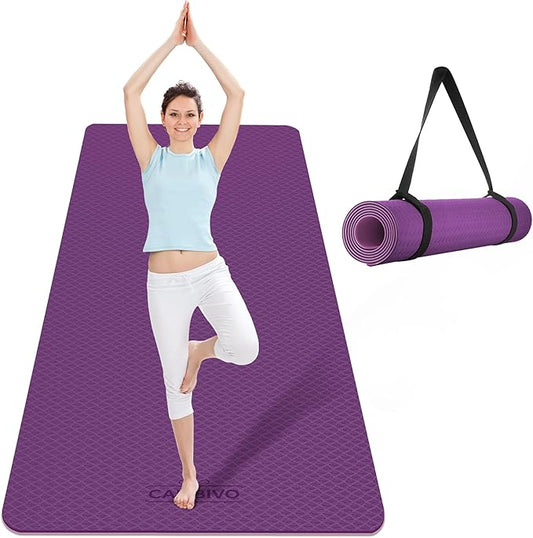 CAMBIVO Extra Wide Yoga Mat for Women and Men (72"/84"x 32"x 1/4") TPE Workout Mat, Non-slip Large Exercise Fitness Mat for Yoga, Pilates, Workout
