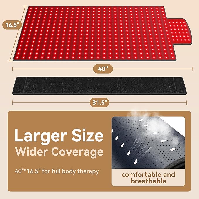 Red Light Therapy Mat, 40" x 16.5" Red Light Therapy for Body with 420LEDs, 660nm 850nm Infrared Light Therapy with Timer for Back Shoulder Waist Knees for Women Men