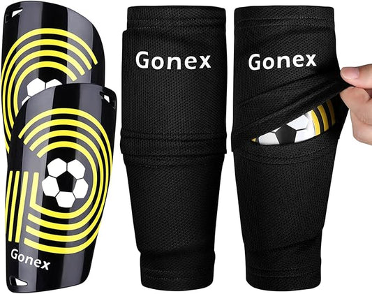 Gonex Soccer Shin Guards for Kids Adult, Youth Boys Girls Shin Guards Slip in Soccer Shin Pad Sleeves Canilleras for Football Games, EVA Cushion Protection Reduce Shocks & Injuries