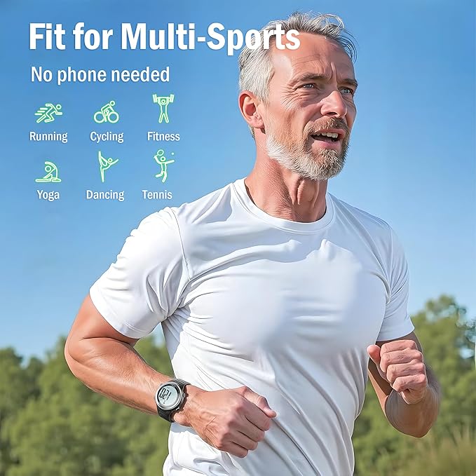 EZON Heart Rate Monitor and Chest Strap, Exercise Heart Rate Monitor, Sports Watch with HRM, Waterproof, Stopwatch, Hourly Chime T007