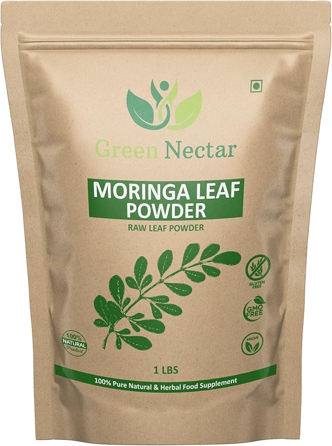 Moringa Oleifera Raw Leaf Premium Powder 16 Ounces (1 lb), Pure Tender Leaves (Pack of 2)