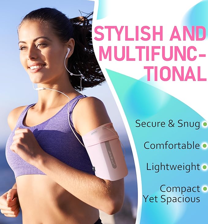 HiRui Running Armband Sleeve Universal Sports Armband Cell Phone Holder Armband for Exercise Workout, Compatible with iPhone 16/15/14/13/Plus/Pro Samsung Galaxy All Phones (XL, Pink)