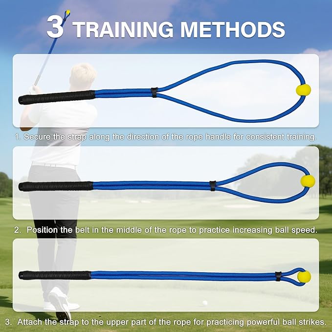 Golf Rope Swing Trainer, Golf Swing Training Aid to Improve Speed, Accuracy, Rhythm, Flexibility and Strength, Portable Golf Training Tool for Indoor/Outdoor Practice