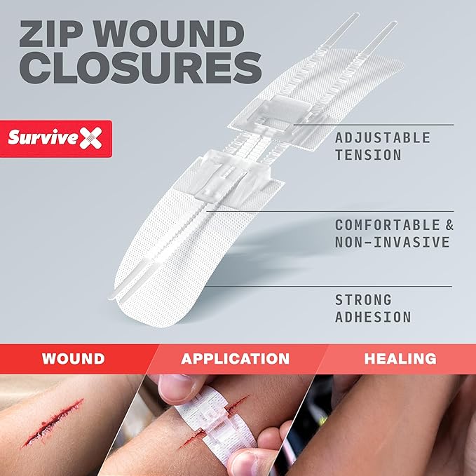 Large First Aid Kit for Car, Travel & Home - Emergency Kit for Hiking, Camping, Backpacking and Outdoors - Includes Zip Stitch Wound Closure Strips
