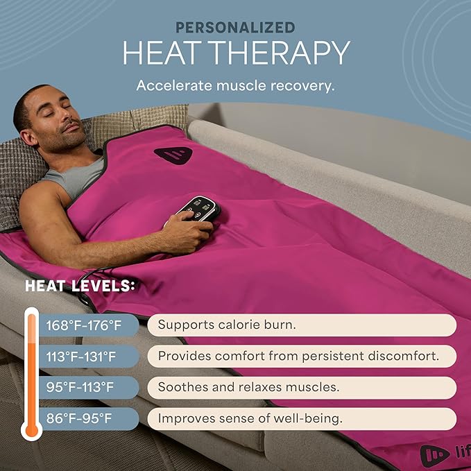 LifePro RejuvaWrap Infrared Sauna Blanket for Detox & Relaxation – Available in 5 Colors & 3 Models – Portable Far Infrared at Home Sauna for Muscle Relief, Circulation & Recovery – 9 Heat Levels