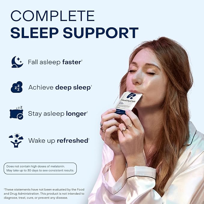 Healthycell REM Sleep - Liquid Gel Extra Strength Sleep Supplement for Adults - Melatonin, Magnesium, GABA, L-theanine Supplement - Maximum Absorption - 14 Gel Packs