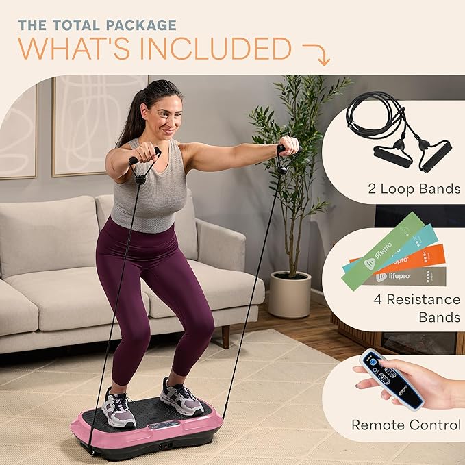 Lifepro Waver Vibration Plate Exercise Machine – High-Intensity Vibration for Muscle Activation, Full-Body Workout Vibrating Platform with Loop Bands, Fitness Equipment for Strength Toning & Fat Loss