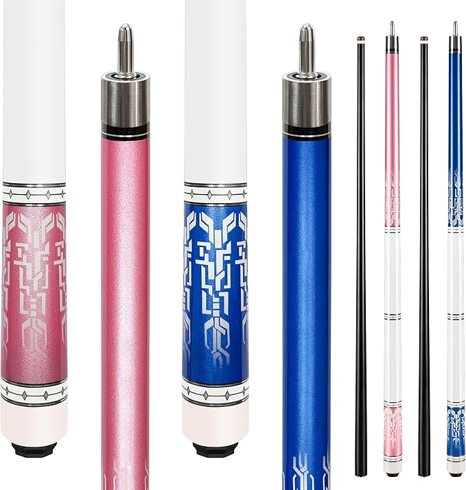 HomeSeason Glass Fiber Pool Cue 58" Professional Pool Stick 12.7mm 4-Layer Tip Low Deflection Cue Stick, 3 * 8/8Joint Pin, Ultra-Smooth, Billiard Cue Sticks