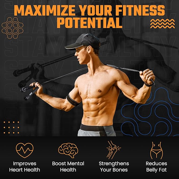 STARFIT Lightweight Jump Rope for Fitness and Exercise, Adjustable Jump Ropes with Plastic Handles, Cardio and Endurance Training, Jumping Rope for Workout